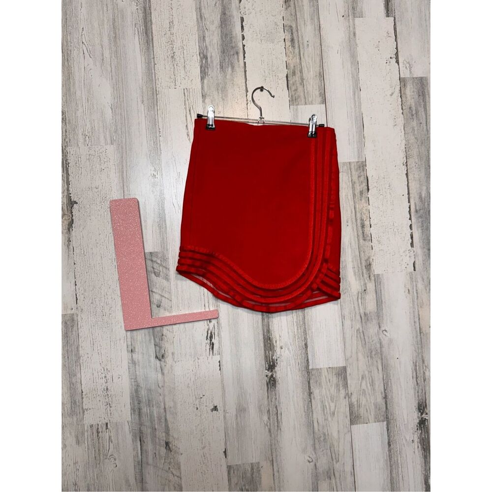 AKIRA Red Scalloped Layered Mini Skirt